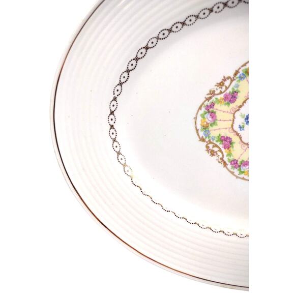 Vintage American Limoges Delight Oval Dinner Platter 22K Gold On Rim - 13.5x10 - Picture 6 of 7